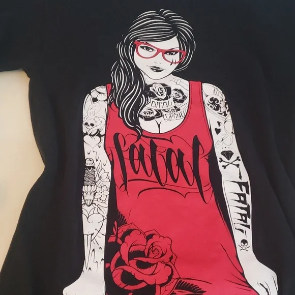Fatal Black Graphic Tee Shirt Sz Lg - Picture 5 of 6